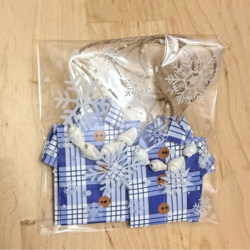 Hawaiian (Palaka Print) Blue Plaid Shirt Ornaments - Picture 2 of 2